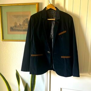 Vintage Men’s navy blue and brown corduroy blazer jacket